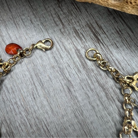 Handmade Gold Tone Charm Bracelet with Multicolor Accent Charms - Picture 8 of 9